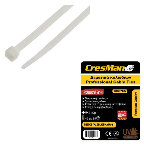 Δεματικό καλωδίων 3,6X200mm CRESMAN άσπρο
